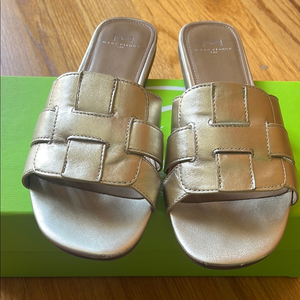 Marc Fisher Ltd Gold Woven Slides